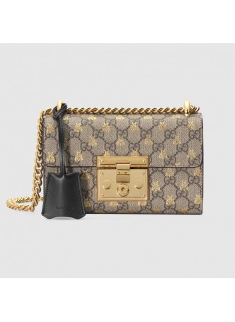 GUCCI  Padlock small GG bees shoulder bag 409487