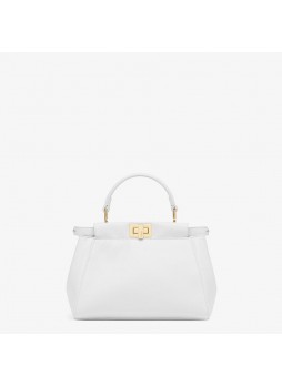 FENDI PEEKABOO ICONIC MINI White nappa leather bag 8BN244