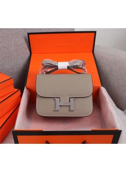 HERMES Constance Epsom Leather 19cm/22cm Silver Buckle Bag C9029 