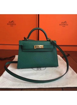 HERMES Mini Kelly Bag Malachite 19CM Epsom Leather  H987