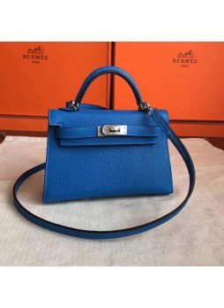 HERMES  Hermes Mini Kelly Bag 19CM Greek BlueTogo Leather  H988 