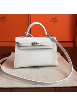 HERMES Mini Kelly Bag 19CM White Epsom Leather  H986