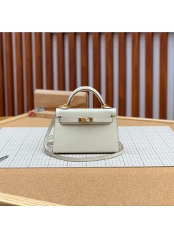 HERMES  Milkshake White Mini Kelly 19CM  Bag  ECS106685  