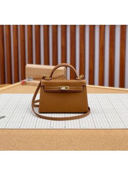 HERMES Golden Brown Mini Kelly 19CM  Bag  ECS106683