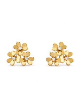 Van Cleef & Arpels Frivole earrings, 3 flowers,  Yellow gold, Diamond   VCARP2DV00