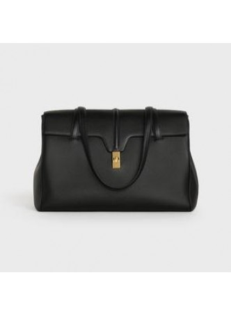 CELINE LARGE SOFT 16 BAG IN SUPPLE GRAINED CALFSKIN BLACK  194043