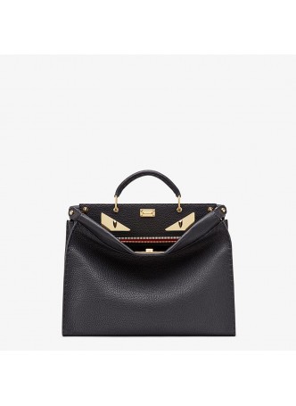 FENDI PEEKABOO ICONIC FIT Black Roman leather bag  7VA406