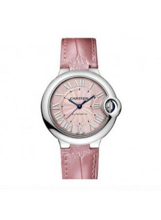 Cartier Ballon Bleu 33mm Pink Dial Ladies Automatic Watch WSBB0002