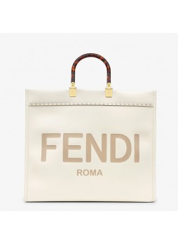 FENDI SUNSHINE SHOPPER White Leather Shopper  8BH372