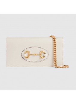 GUCCI White Horsebit 1955 wallet with chain 621892KG90