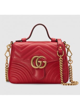 GUCCI Hibiscus red  GG Marmont mini top handle bag  547260IT64