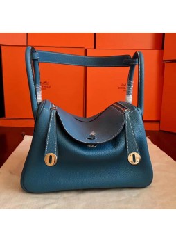 HERMES  Denim Blue  Togo Leather  Lindy Bag   H8871 