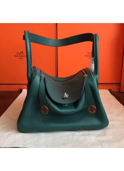 HERMES Malachite Green Togo Leather  Lindy bag   H8877 