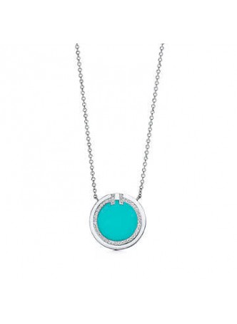 Tiffany T Diamond and Turquoise Circle Pendant 085554